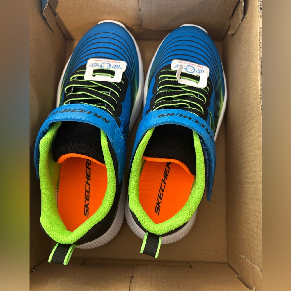 Skechers Kids Neon Blue and Lime Sneakers
